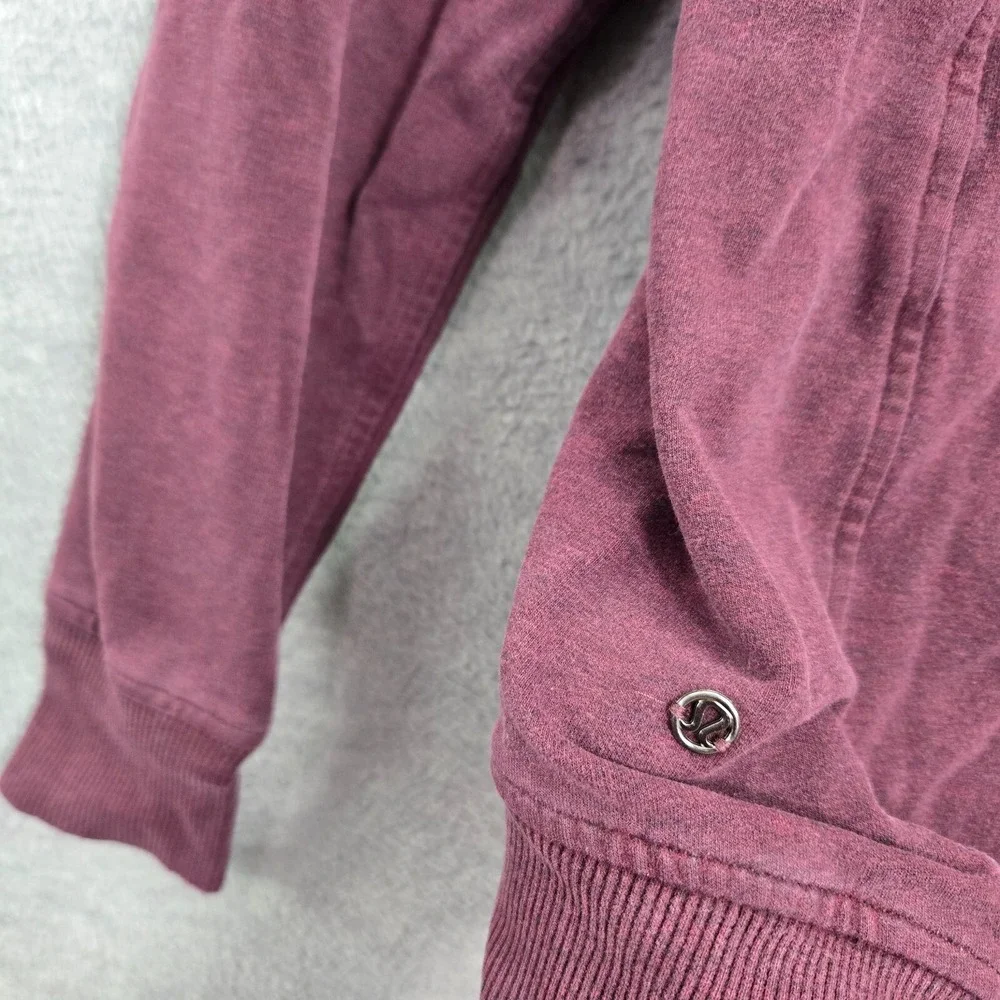 Lululemon Women Sweatshirt 4 Purple Stress Less Hoodie Mock Neck Pocket Pullover